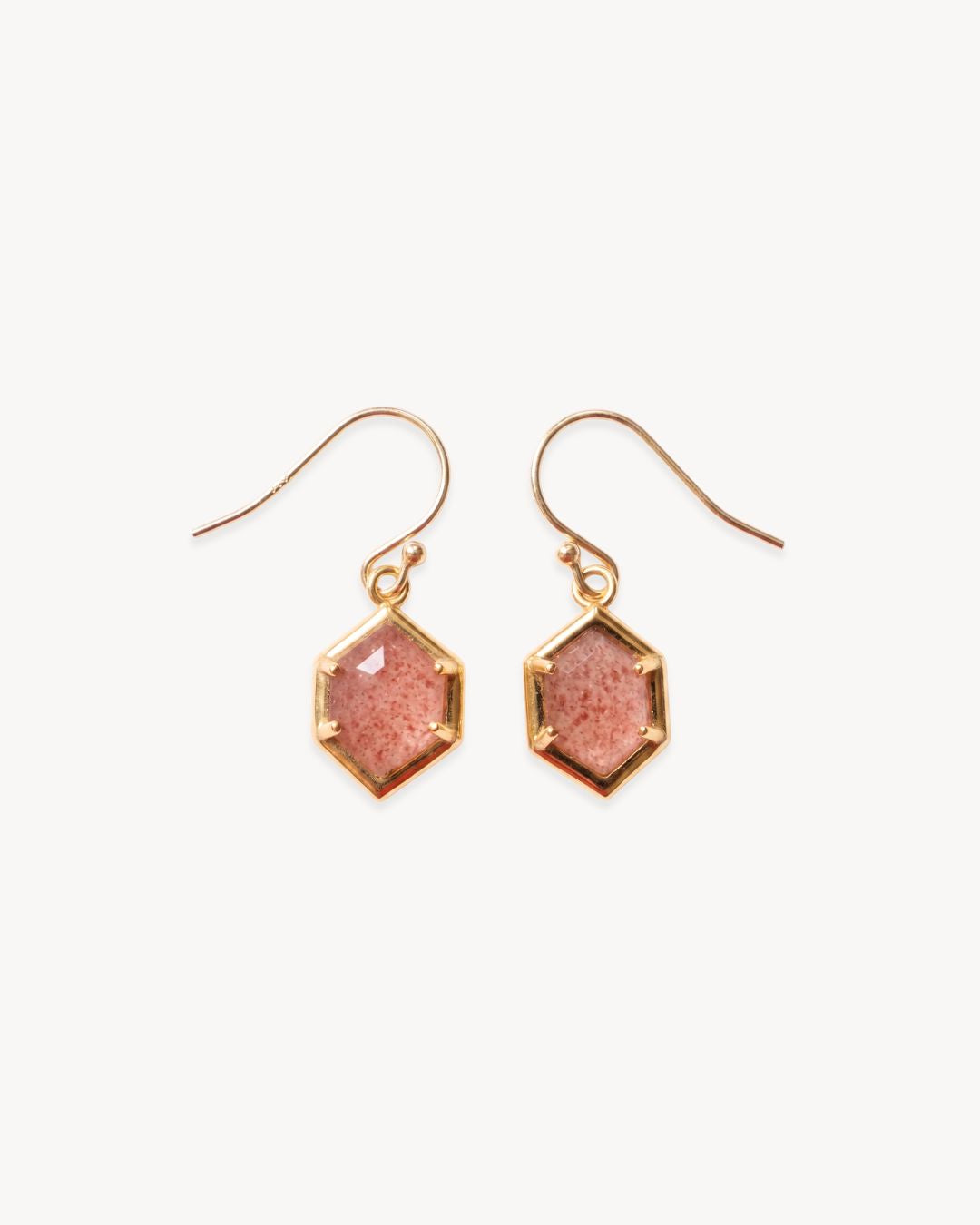 Hexa Strawberry Quartz Dangle Earrings - Antonia Y. Jewelry