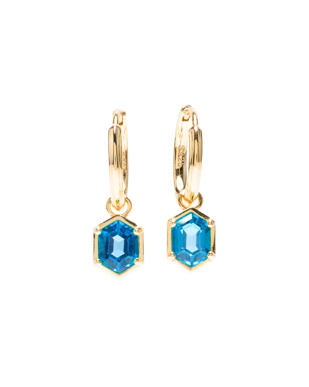 Hexa II Blue Topaz Dangle Earrings - Antonia Y. Jewelry