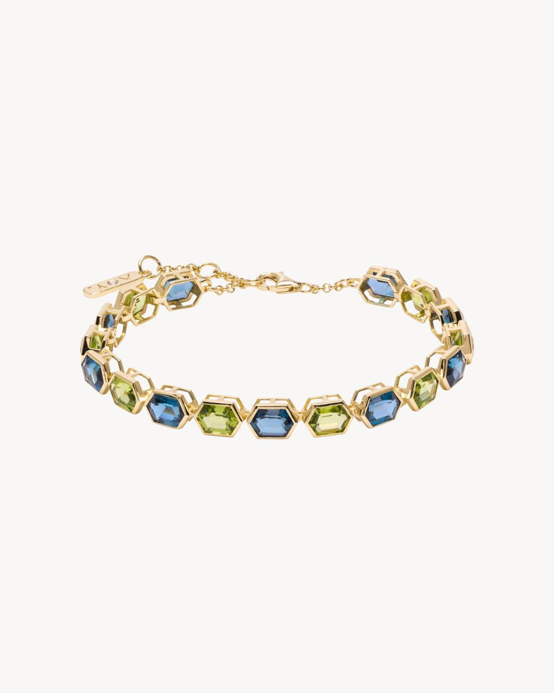 Hexa II Link Bracelet with London Blue Topaz and Peridot - Antonia Y. Jewelry