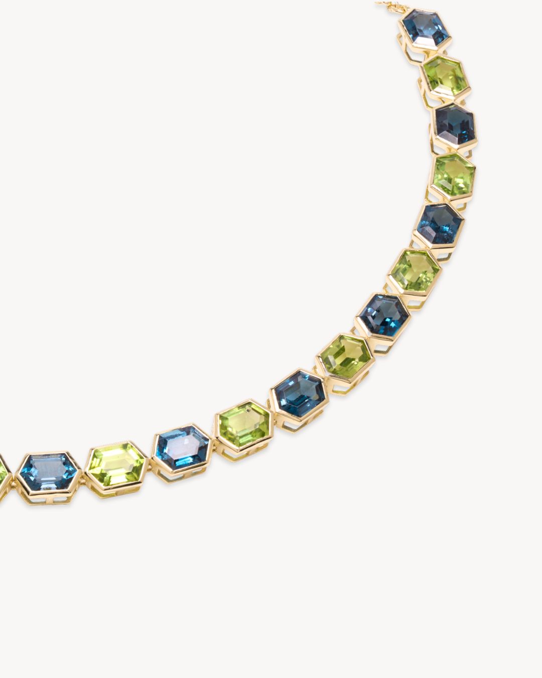 Hexa II Link Bracelet with London Blue Topaz and Peridot - Antonia Y. Jewelry