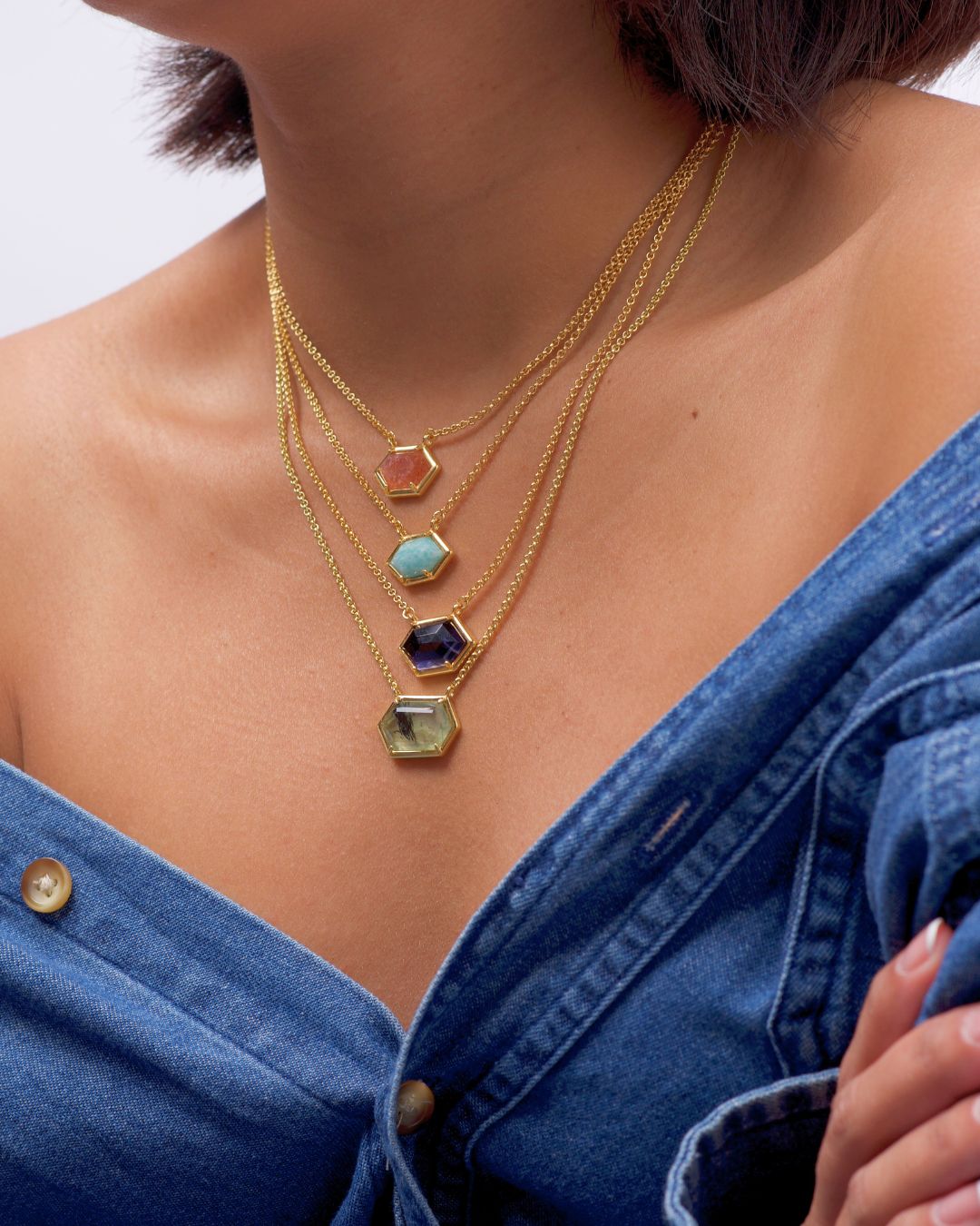 Hexa Gemstone Necklace - Antonia Y. Jewelry