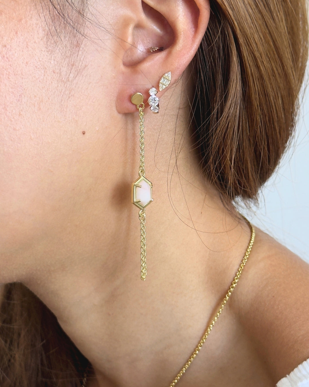 Hexa Pink Opal Dangle Earrings - Antonia Y. Jewelry