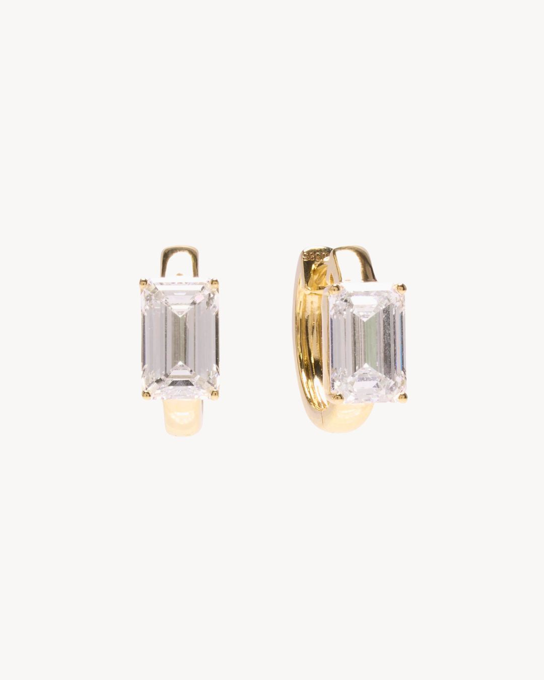 Lab-Grown Diamond Baguette Huggies in 14K Gold - Antonia Y. Jewelry
