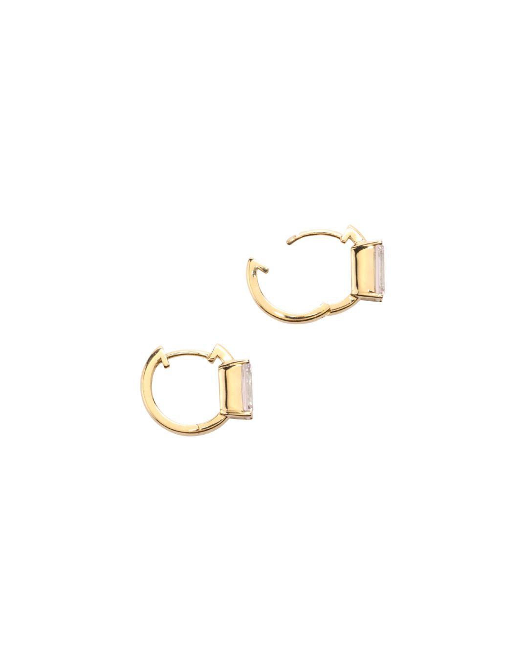 Lab-Grown Diamond Baguette Huggies in 14K Gold - Antonia Y. Jewelry