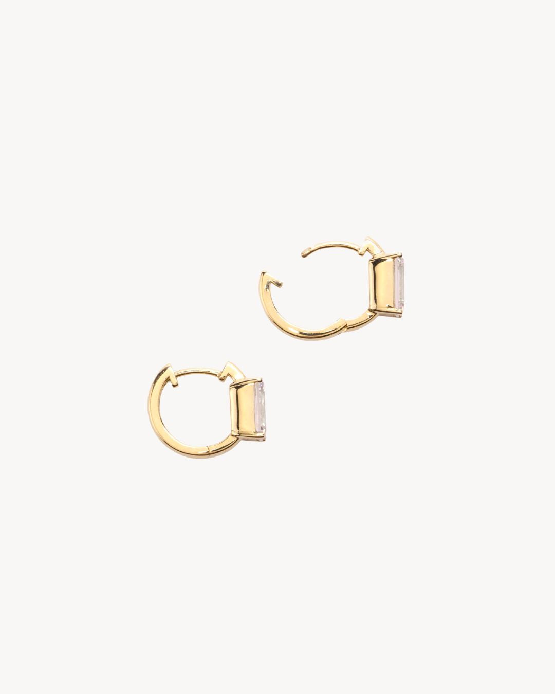 Lab-Grown Diamond Baguette Huggies in 14K Gold - Antonia Y. Jewelry