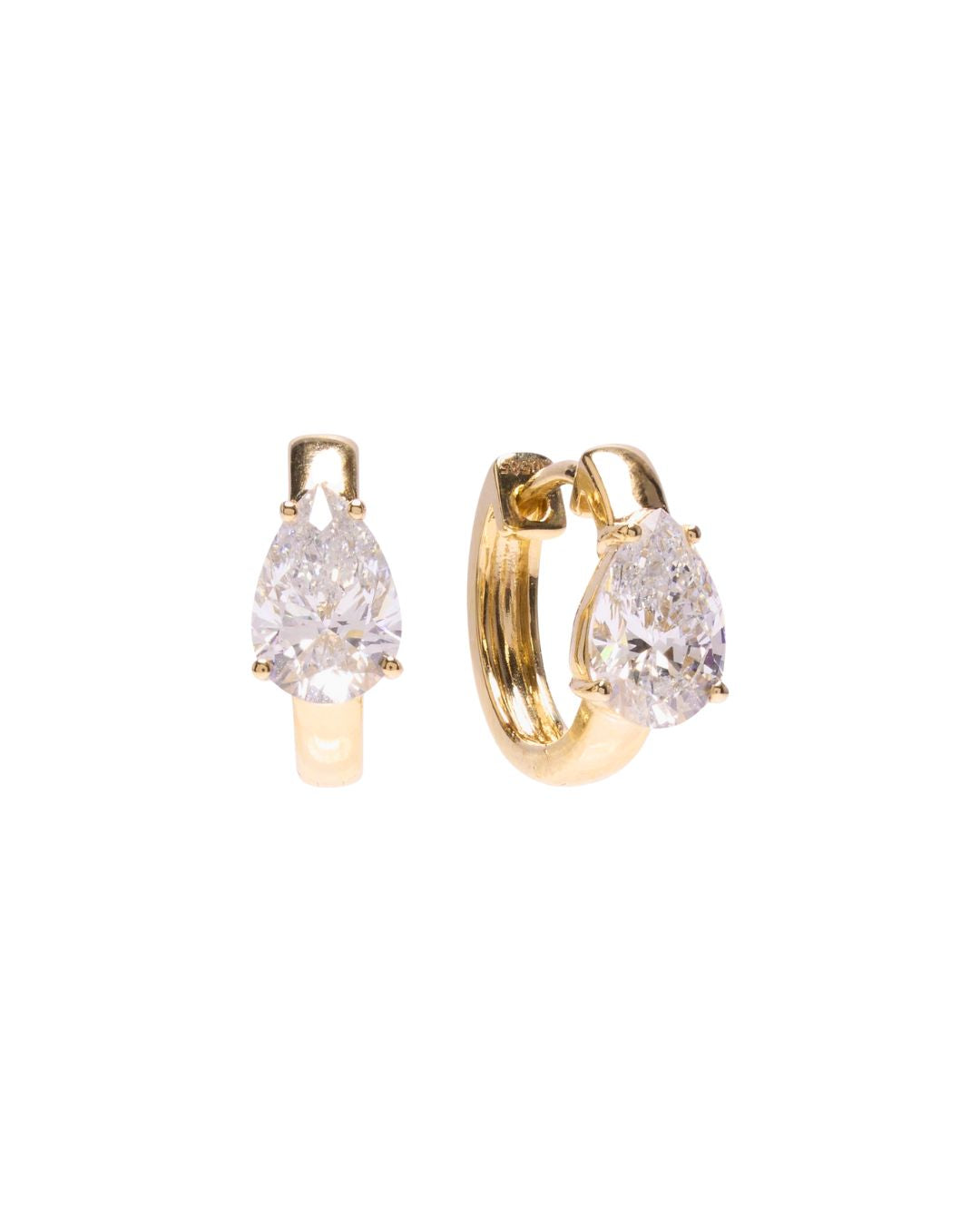 Lab-Grown Diamond Pear Huggies in 14K Gold - Antonia Y. Jewelry
