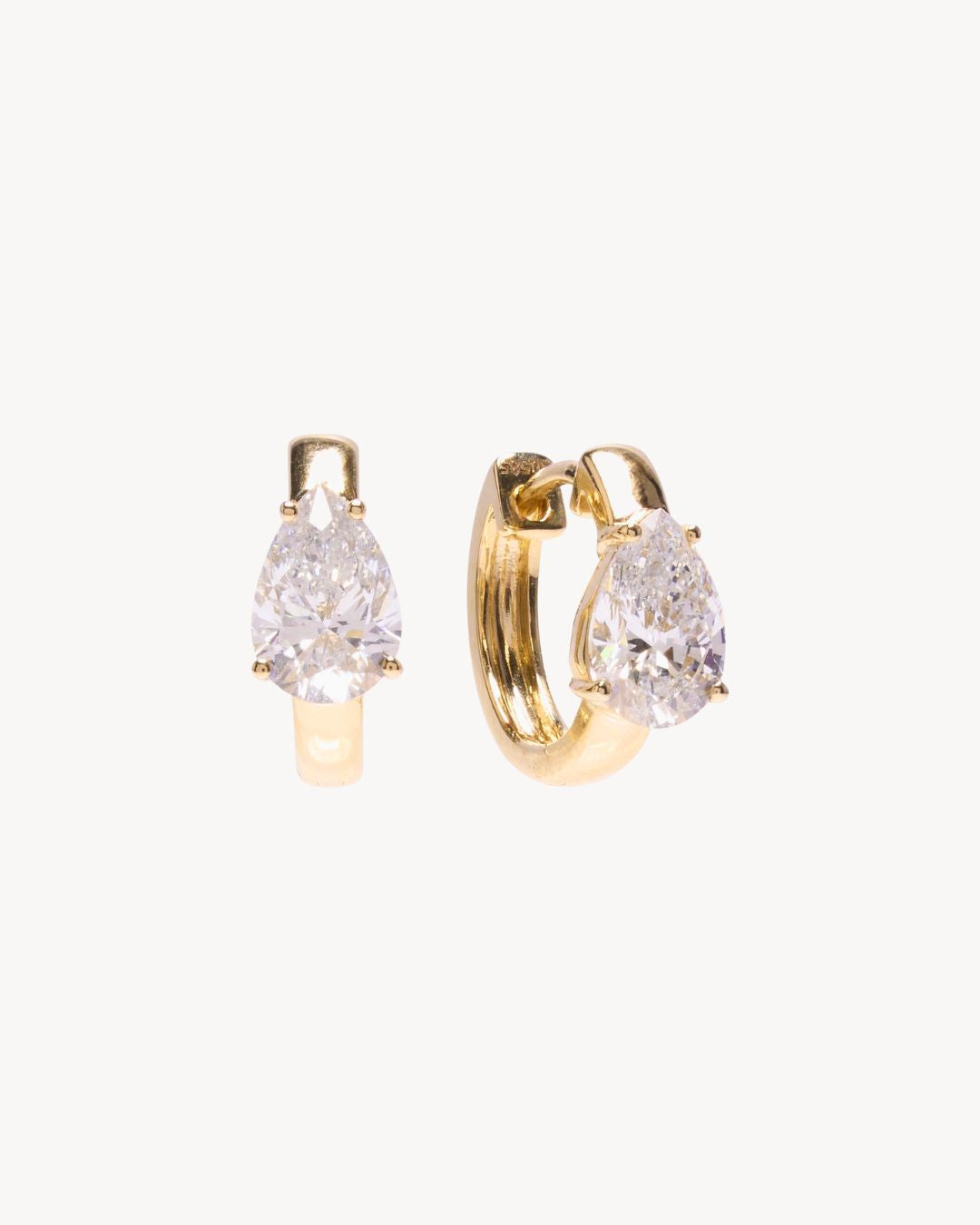 Lab-Grown Diamond Pear Huggies in 14K Gold - Antonia Y. Jewelry