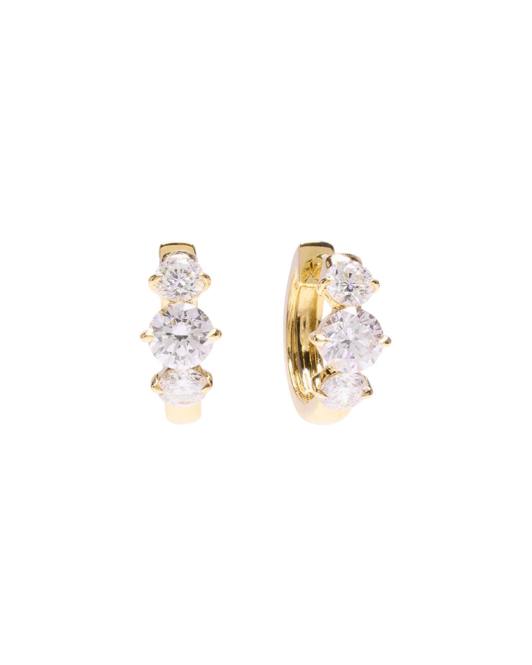 Lab-Grown Diamond Triple Stack Huggies in 14K Gold - Antonia Y. Jewelry