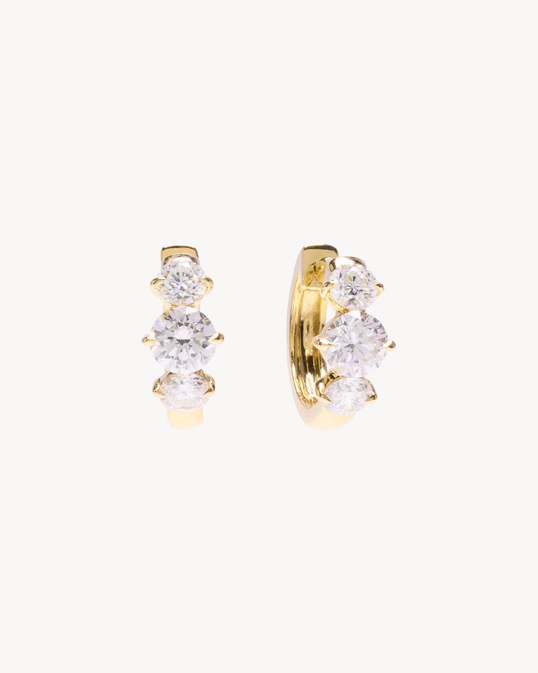 Lab-Grown Diamond Triple Stack Huggies in 14K Gold - Antonia Y. Jewelry