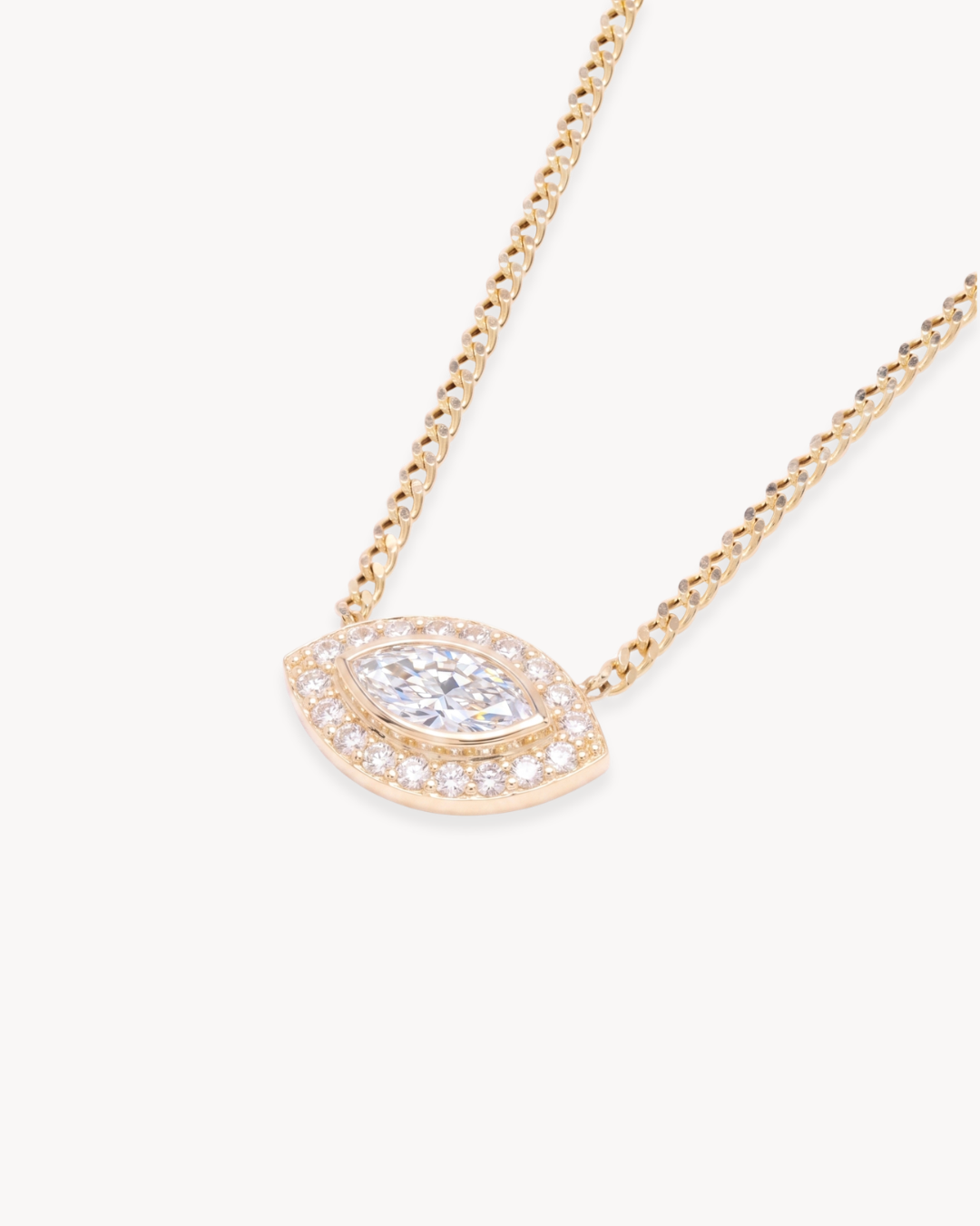 Isha Evil Eye Necklace in 18K Gold with Lab-Grown Diamond - Antonia Y. Jewelry