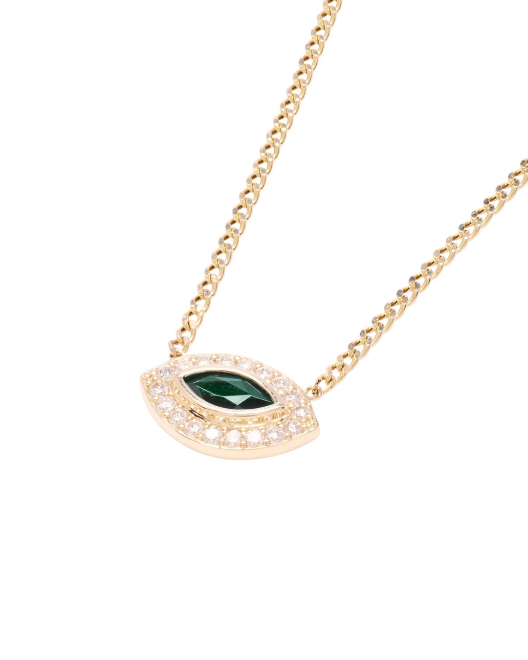 Isha Evil Eye Necklace in 18K Gold - Tourmaline - Antonia Y. Jewelry
