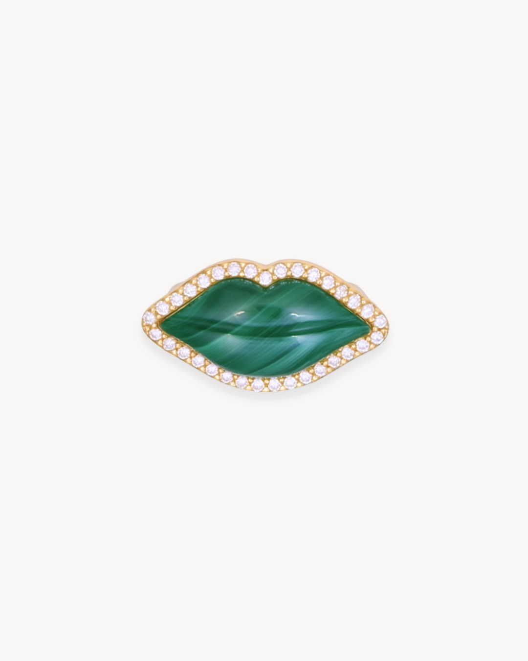 Kiss Gemstone Lips Ring in Malachite - Antonia Y. Jewelry