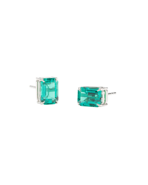 Esme Lab-Grown Emerald Studs in 14K White Gold