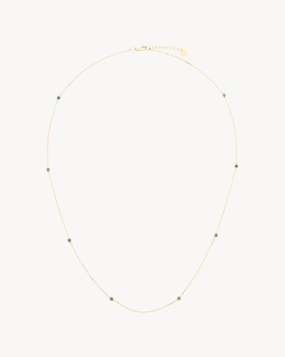 Laina Station Necklace with Natural Emeralds in 14K Gold - Antonia Y. Jewelry