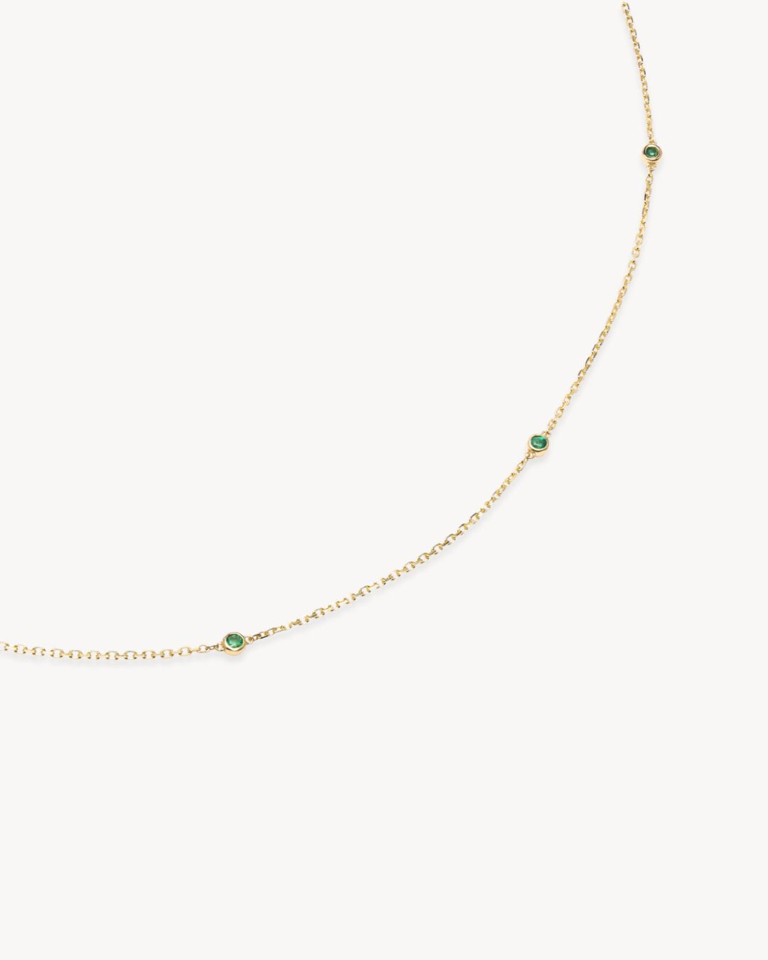 Laina Station Necklace with Natural Emeralds in 14K Gold - Antonia Y. Jewelry