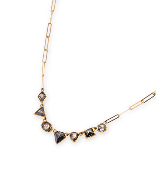 Livia Salt & Pepper Diamond Paperclip Necklace in 14K Gold - Antonia Y. Jewelry