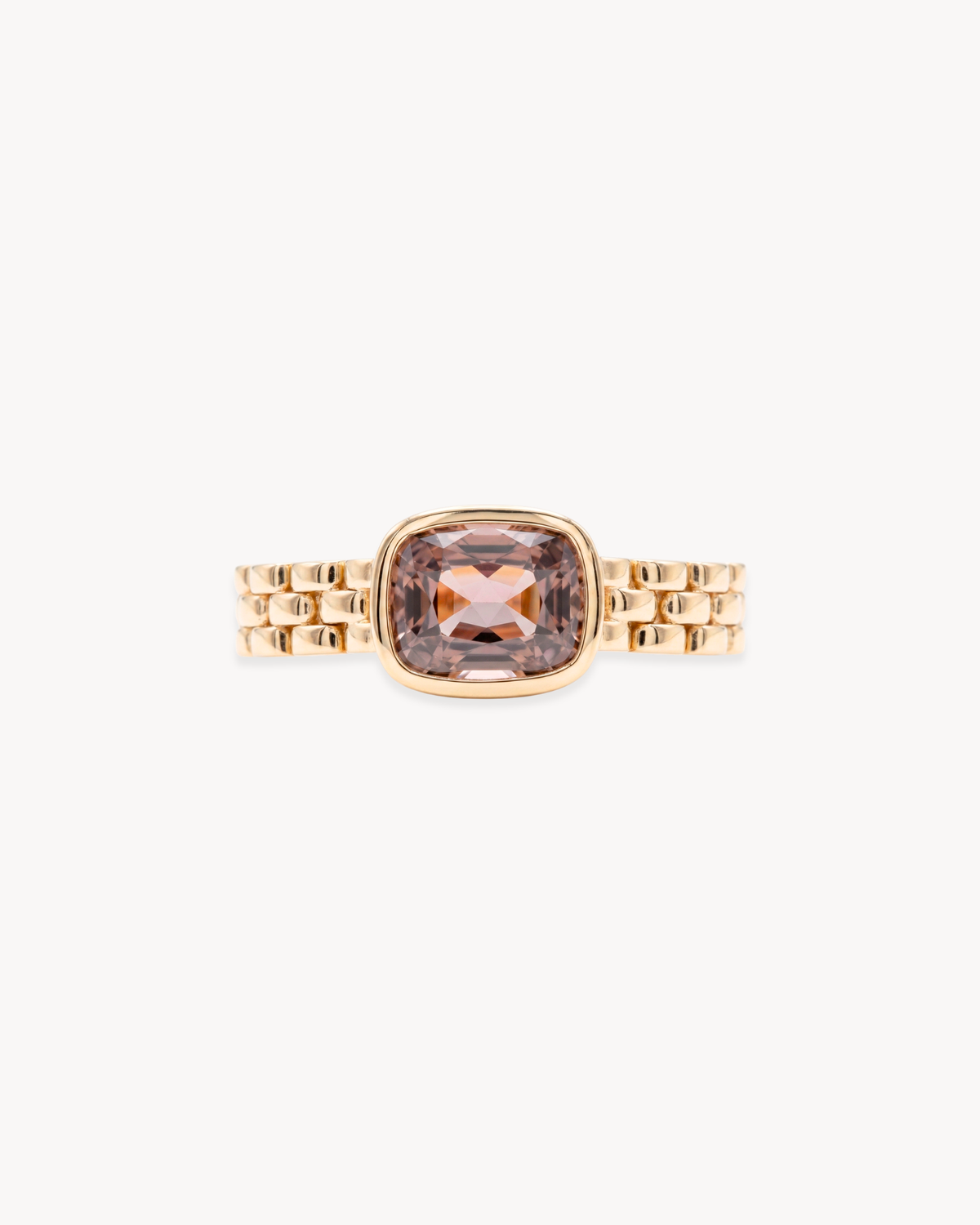 Lumi Chain Ring with Zircon in 14K Gold - Antonia Y. Jewelry