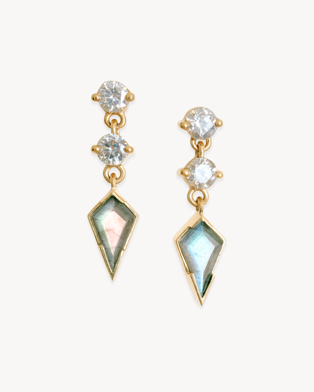 Neela Labradorite Earrings in 14K Gold - Antonia Y. Jewelry