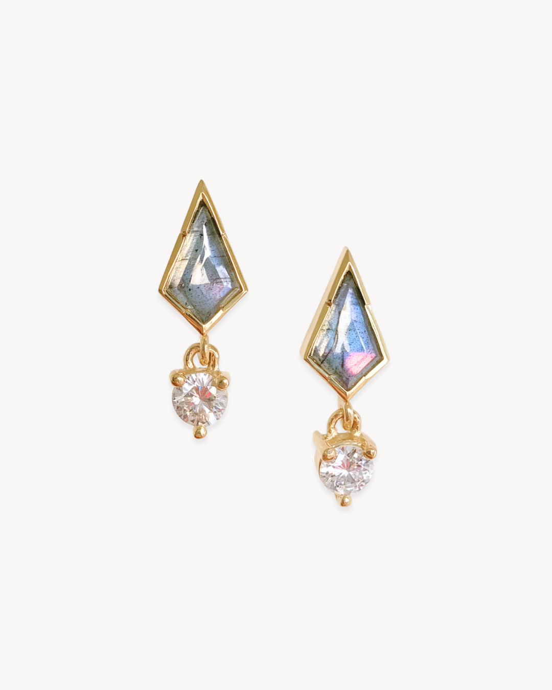 Neela Labradorite Earrings in 14K Gold - Antonia Y. Jewelry
