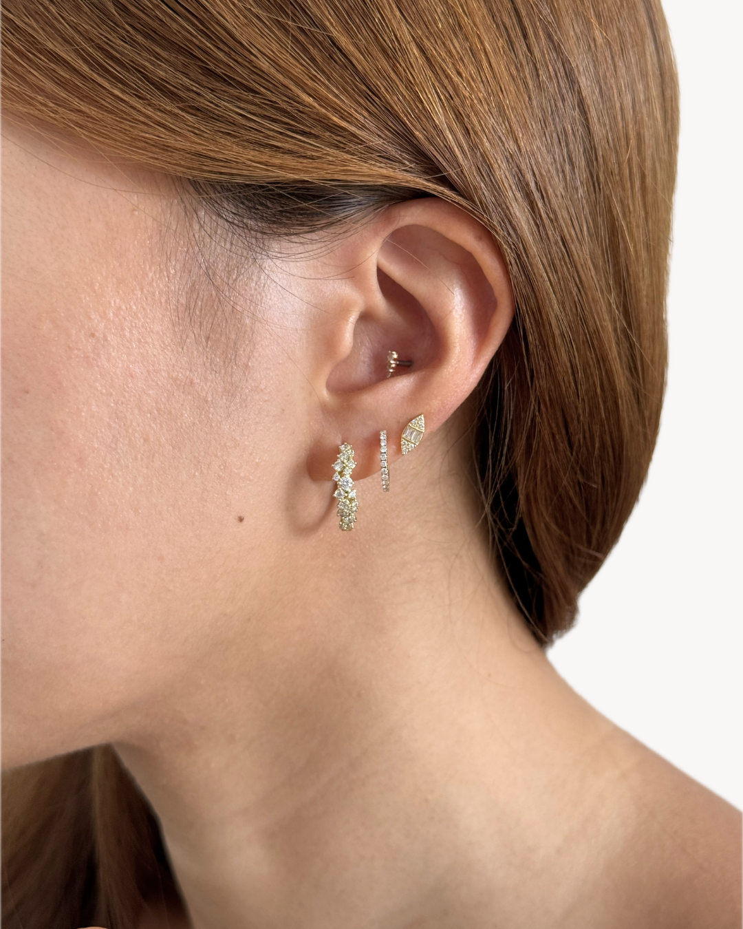 Nova Star Dust Stone Cluster Hoops in Silver - Antonia Y. Jewelry