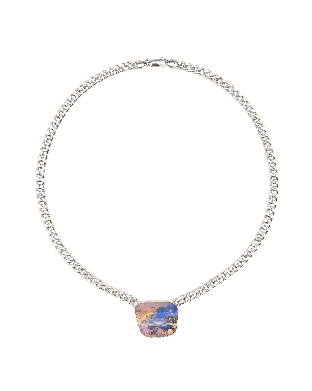 Australian Opal Silver Chunky Necklace - Antonia Y. Jewelry