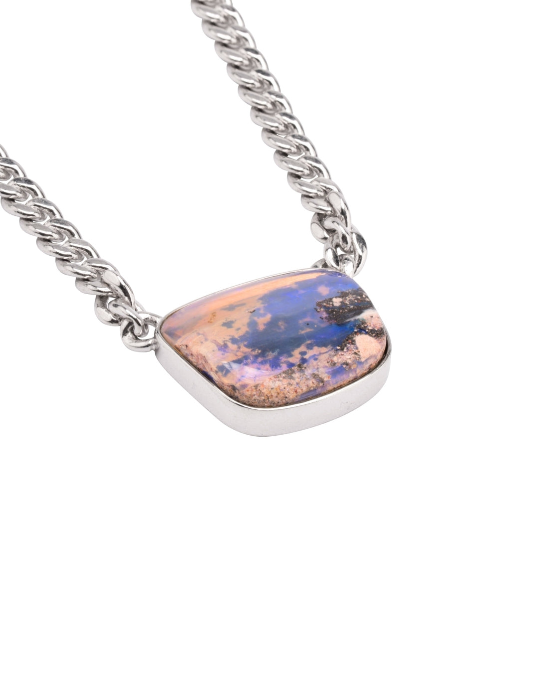 Australian Opal Silver Chunky Necklace - Antonia Y. Jewelry