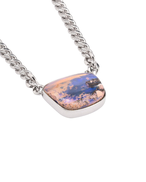 Australian Opal Silver Chunky Necklace
