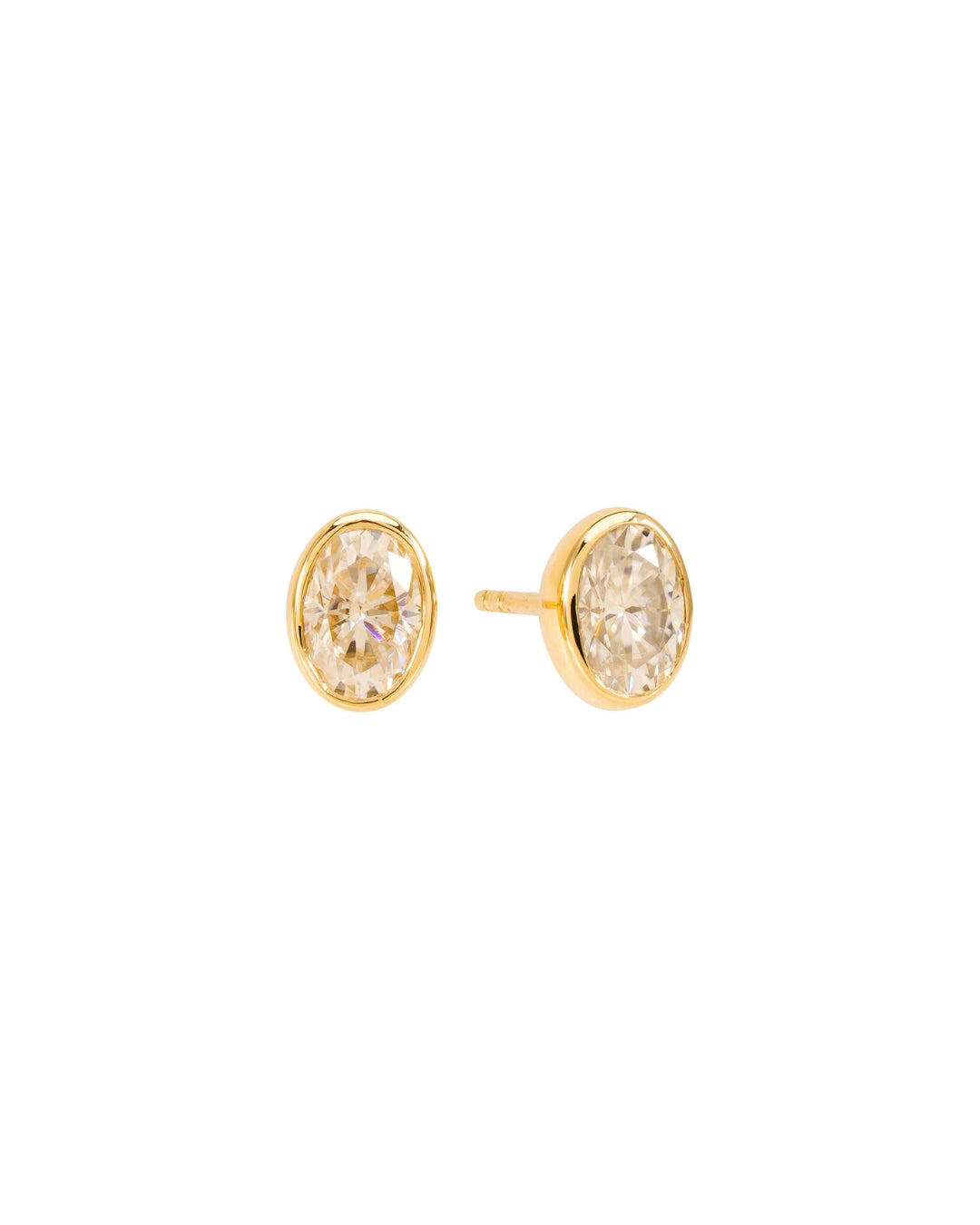 Oval Moissanite Earring Studs in 14K Gold - Antonia Y. Jewelry