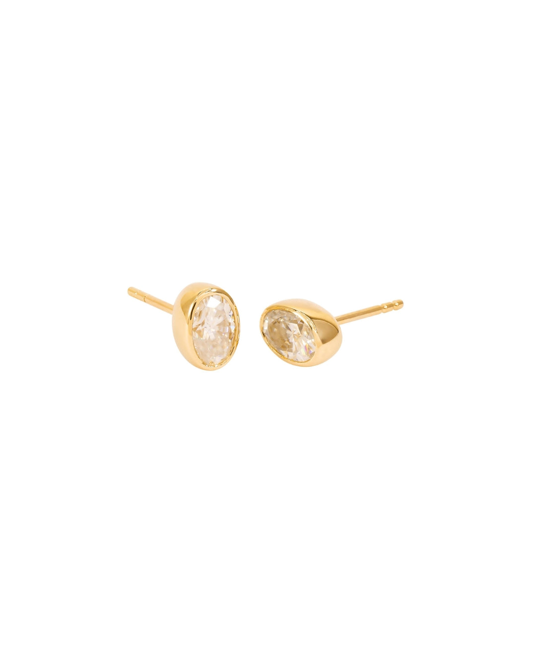 Oval Moissanite Earring Studs in 14K Gold - Antonia Y. Jewelry