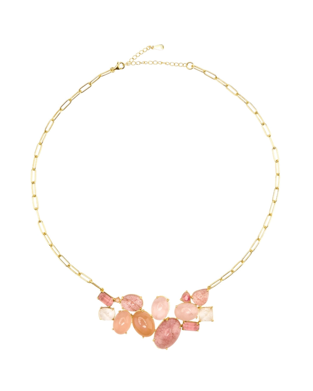 Pink Gemstone Cluster Necklace - Antonia Y. Jewelry
