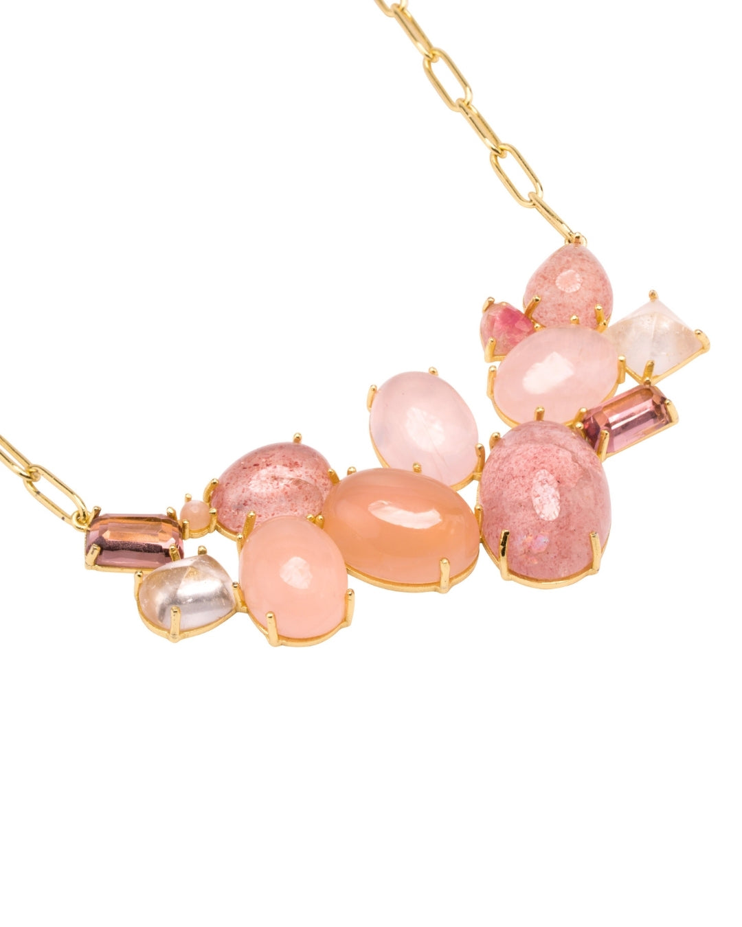 Pink Gemstone Cluster Necklace - Antonia Y. Jewelry