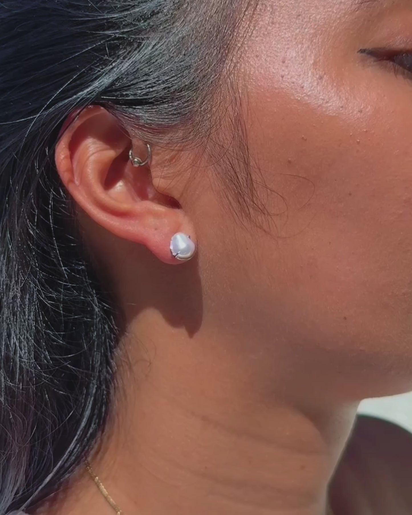 Sirena Petite Stud Earrings with Keshi Pearl