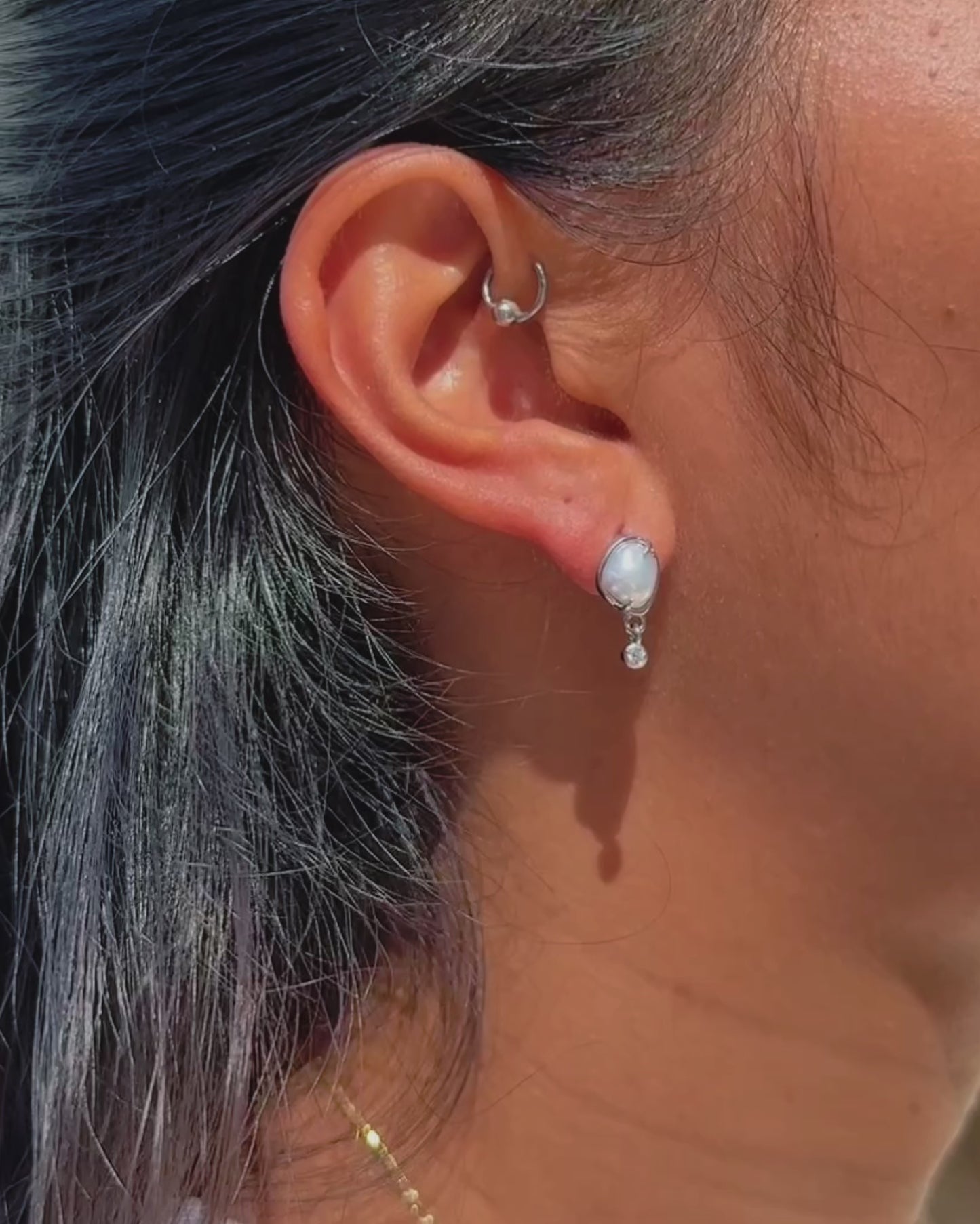 Sirena Petite Drop Earrings with Keshi Pearl & Moissanite