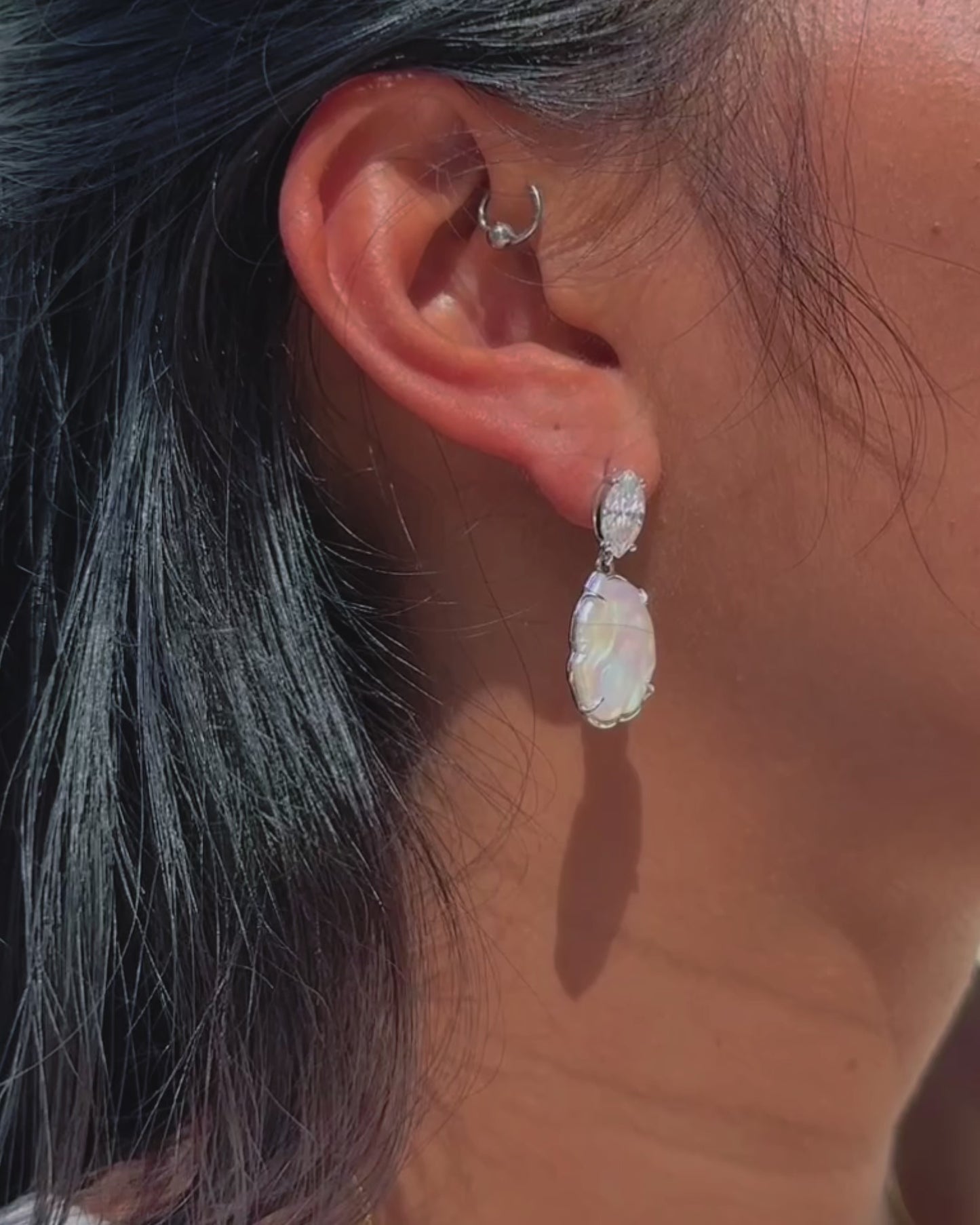 Sirena Drop Earrings with Baroque Pearl & Moissanite