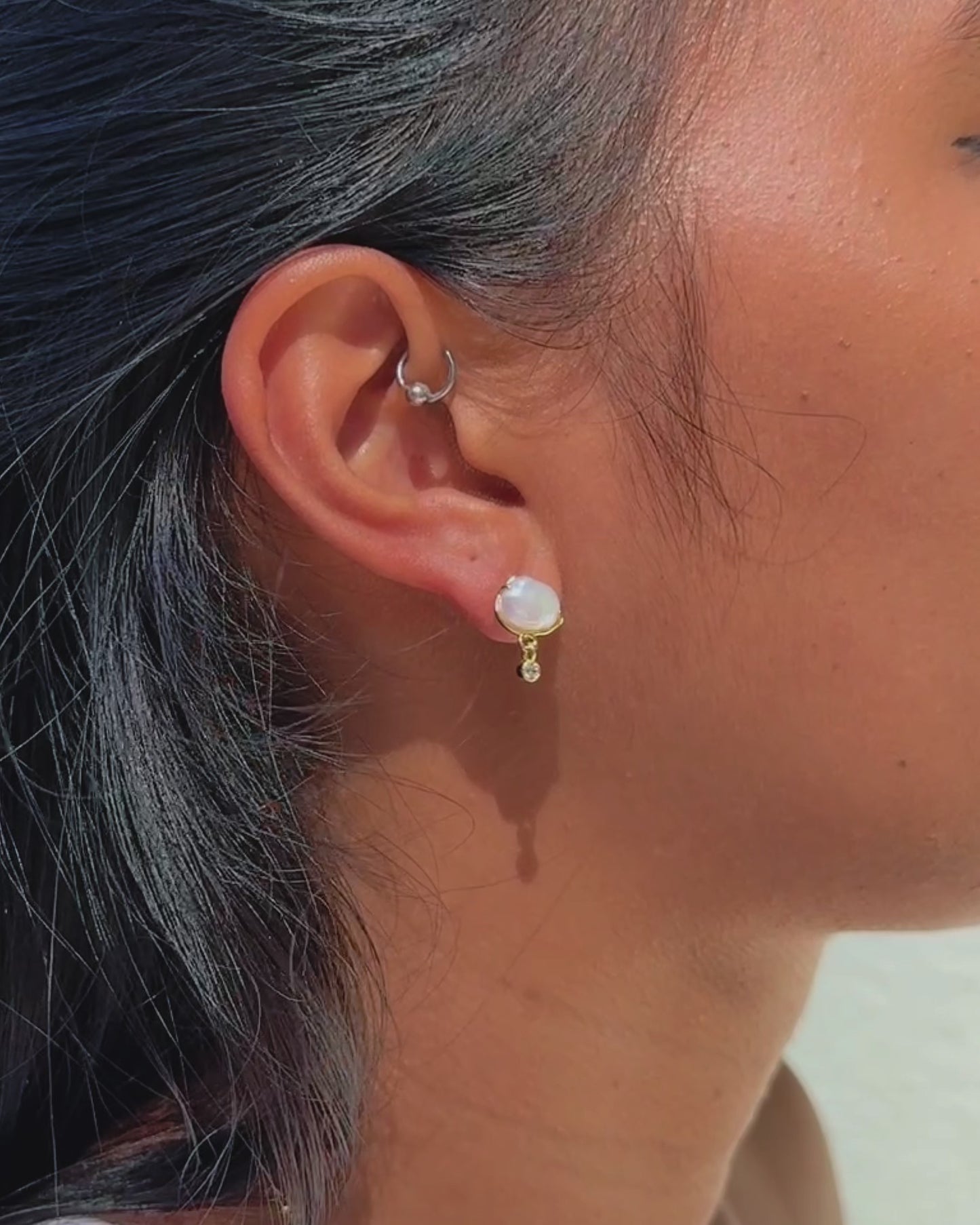 Sirena Petite Drop Earrings with Keshi Pearl & Moissanite