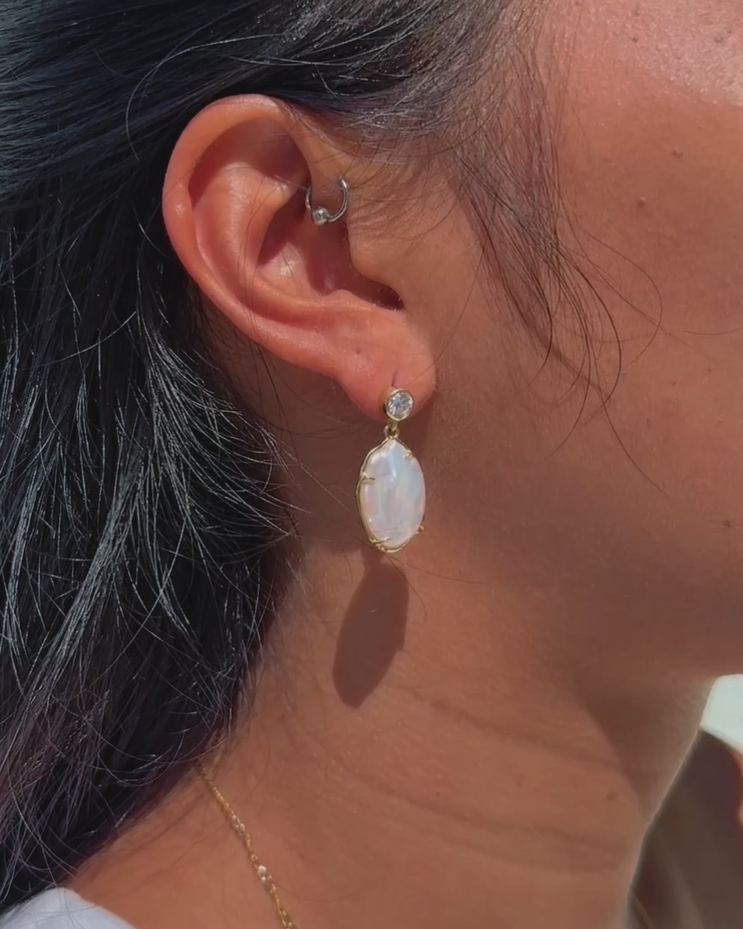 Sirena Drop Earrings with Baroque Pearl & Moissanite