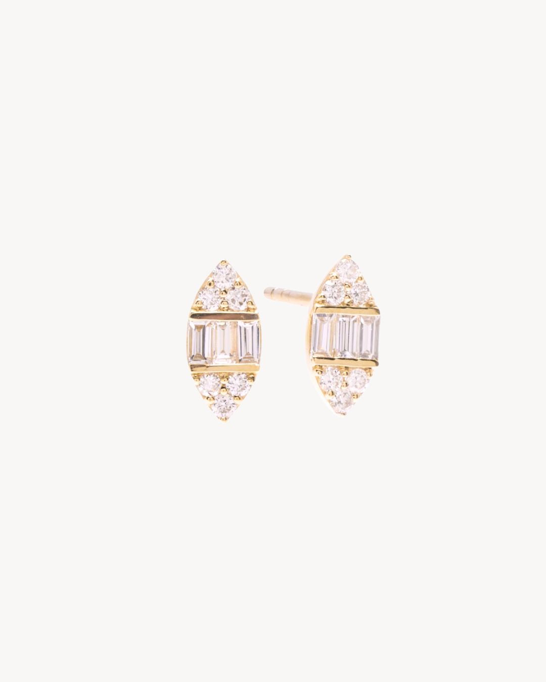 Prim Marquise Studs with Lab-Grown Diamonds in 14K Gold - Antonia Y. Jewelry