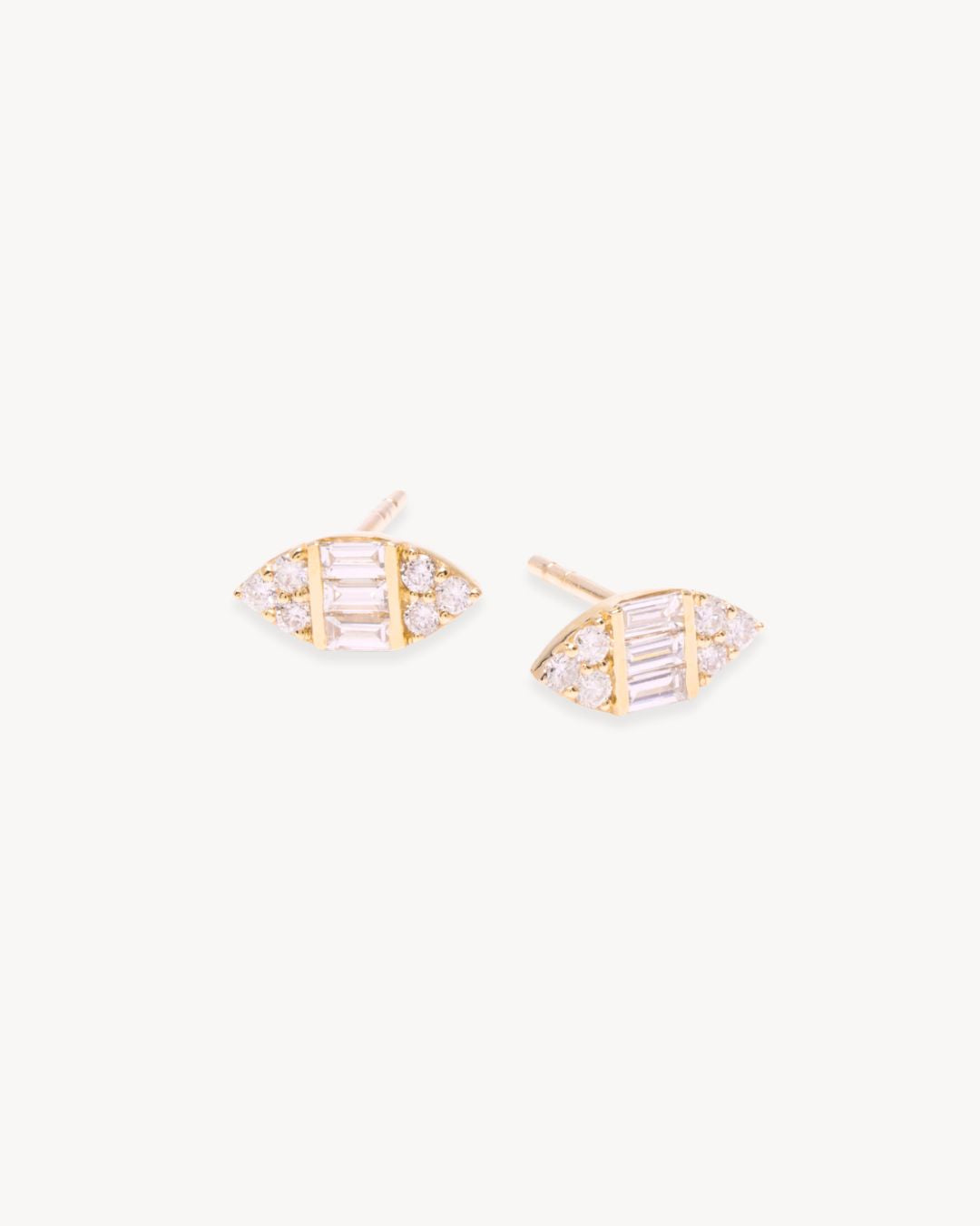 Prim Marquise Studs with Lab-Grown Diamonds in 14K Gold - Antonia Y. Jewelry