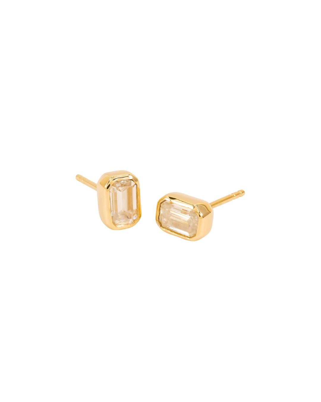 Rectangle Moissanite Earring Studs in 14K Gold - Antonia Y. Jewelry