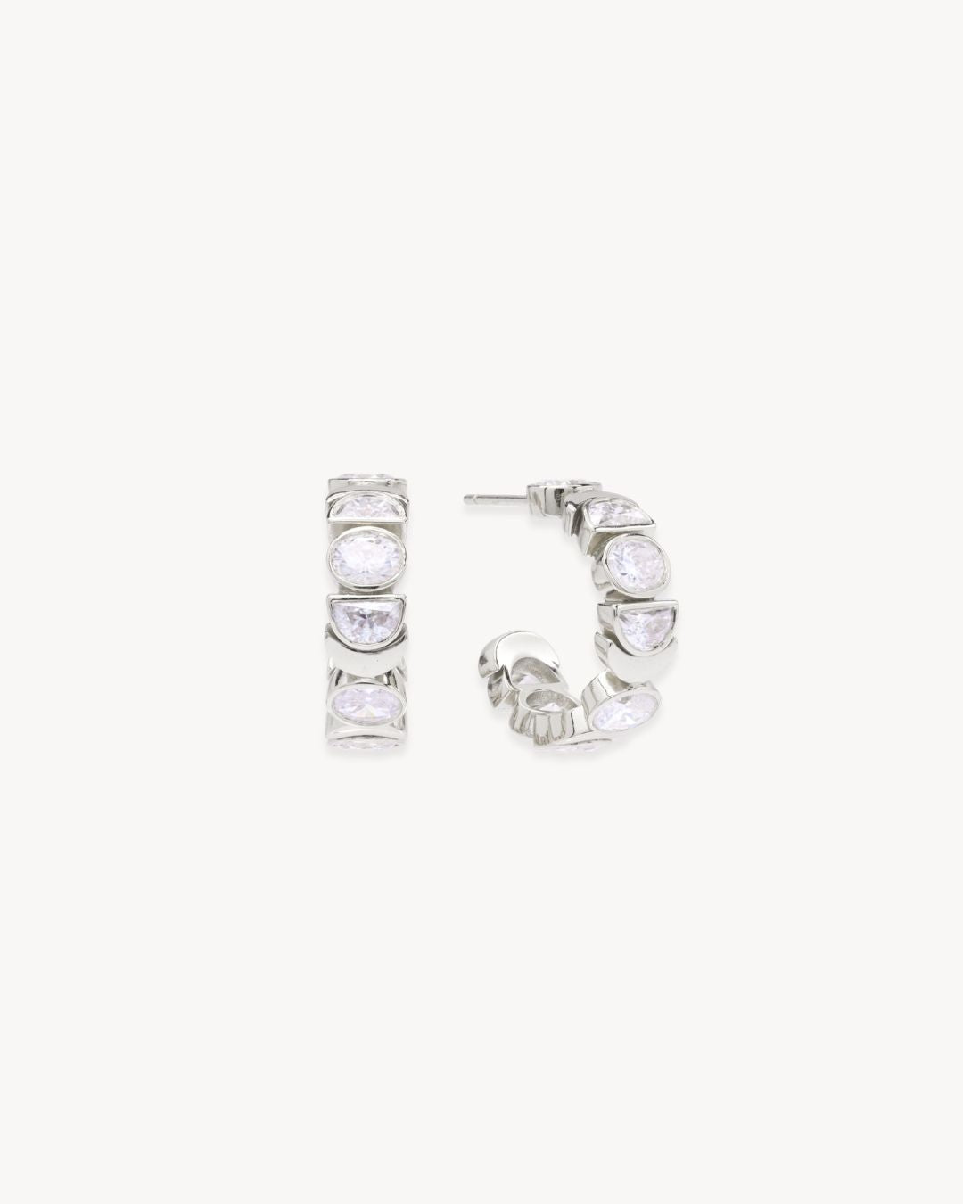 Rhiannon Moon Phase Earrings in White Gold - Antonia Y. Jewelry