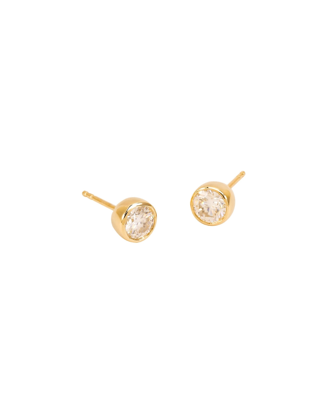 Round Moissanite Earring Studs in 14K Gold - Antonia Y. Jewelry