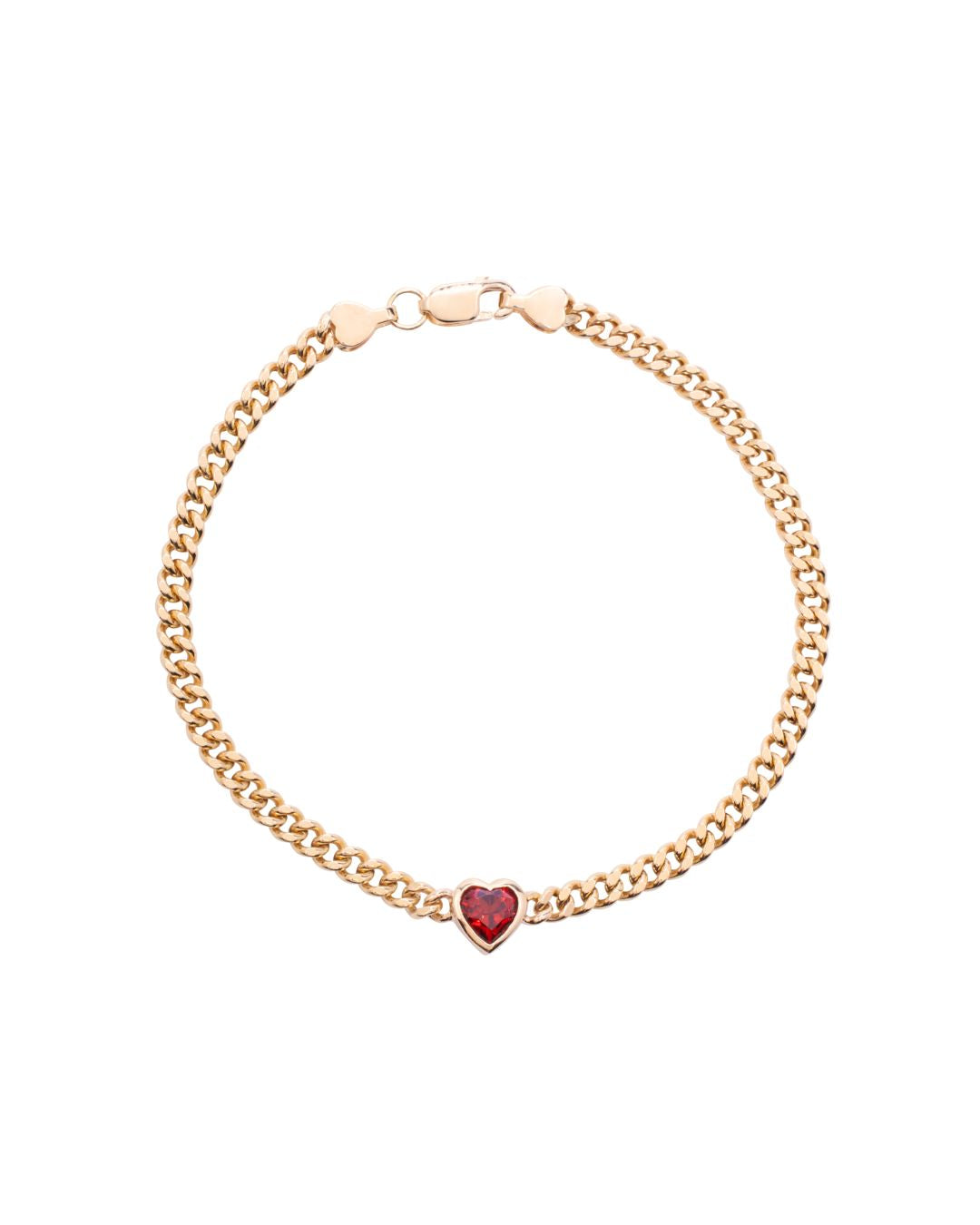 Scarlett Garnet Heart Bracelet in 18K Gold - Antonia Y. Jewelry