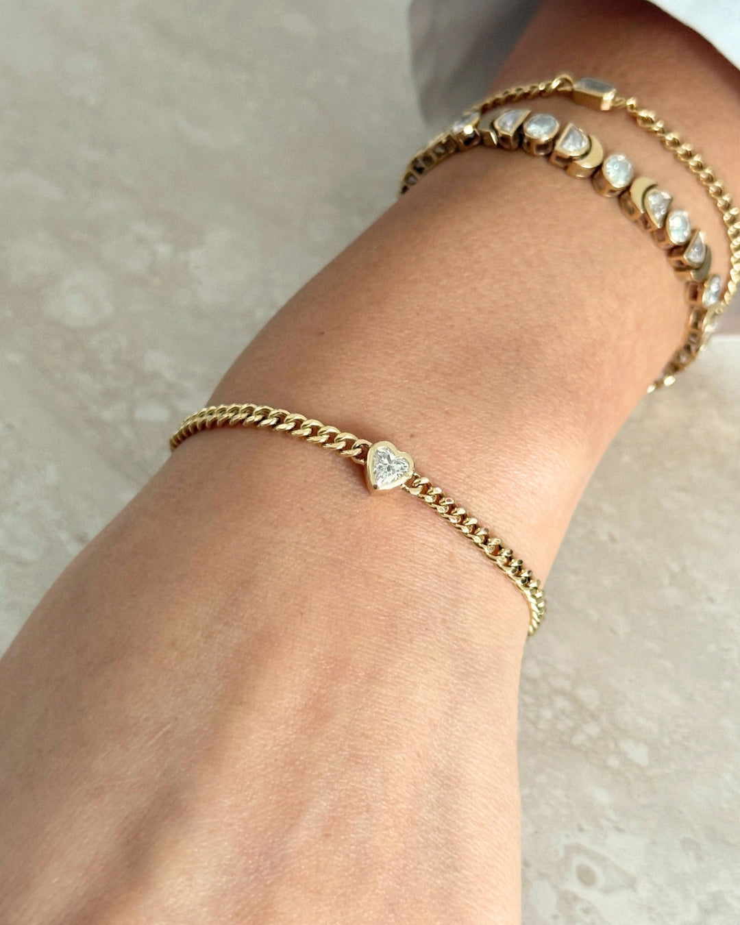 Scarlett Lab-Grown Diamond Heart Bracelet in 18K Gold - Antonia Y. Jewelry