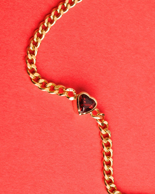 Scarlett Garnet Heart Bracelet in 18K Gold - Antonia Y. Jewelry