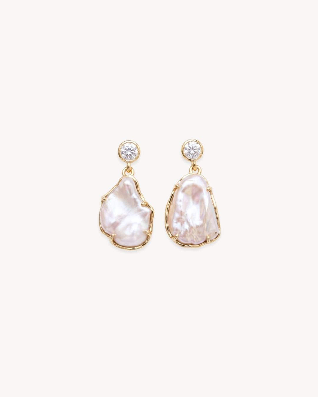 Sirena Drop Earrings with Baroque Pearl & Moissanite - Antonia Y. Jewelry