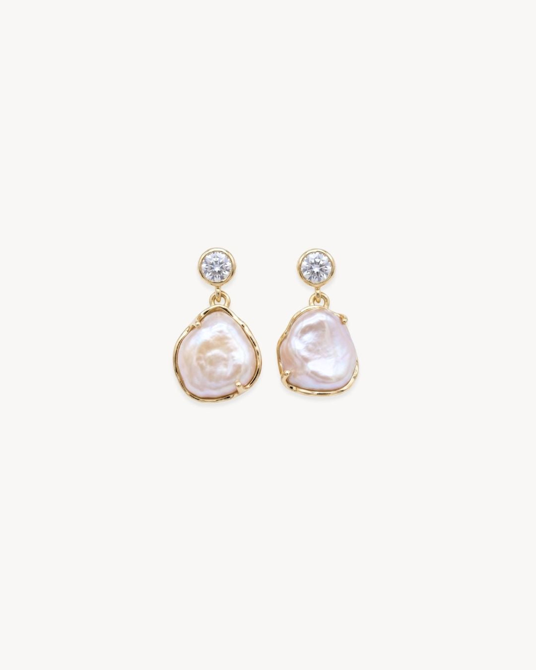 Sirena Drop Earrings with Baroque Pearl & Moissanite - Antonia Y. Jewelry