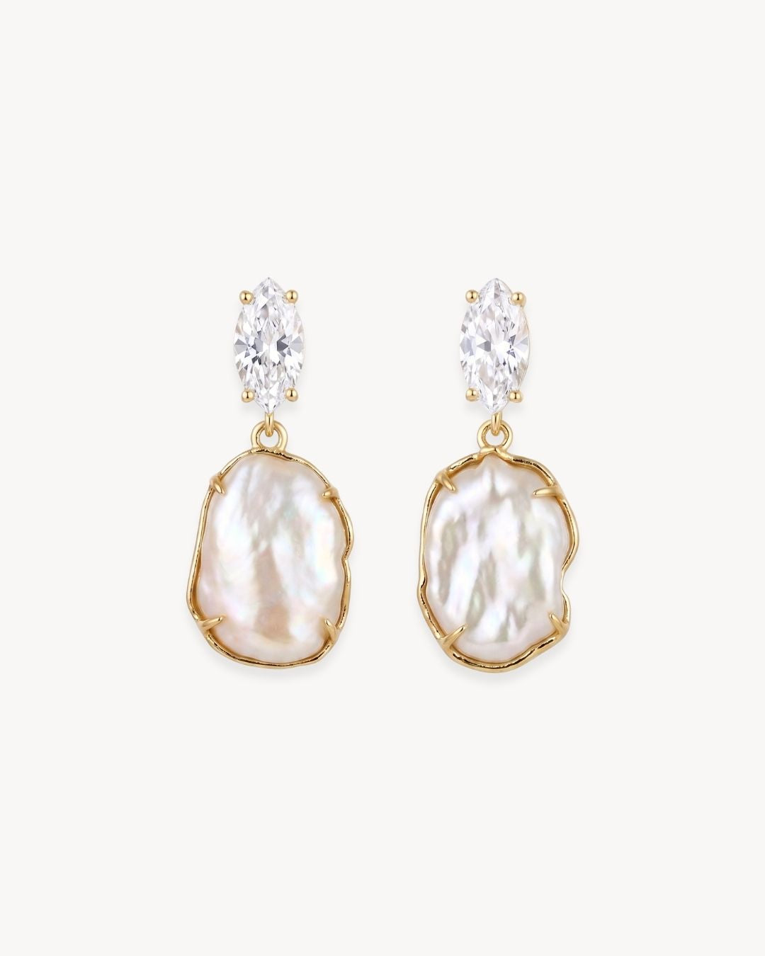 Sirena Drop Earrings with Baroque Pearl & Moissanite - Antonia Y. Jewelry