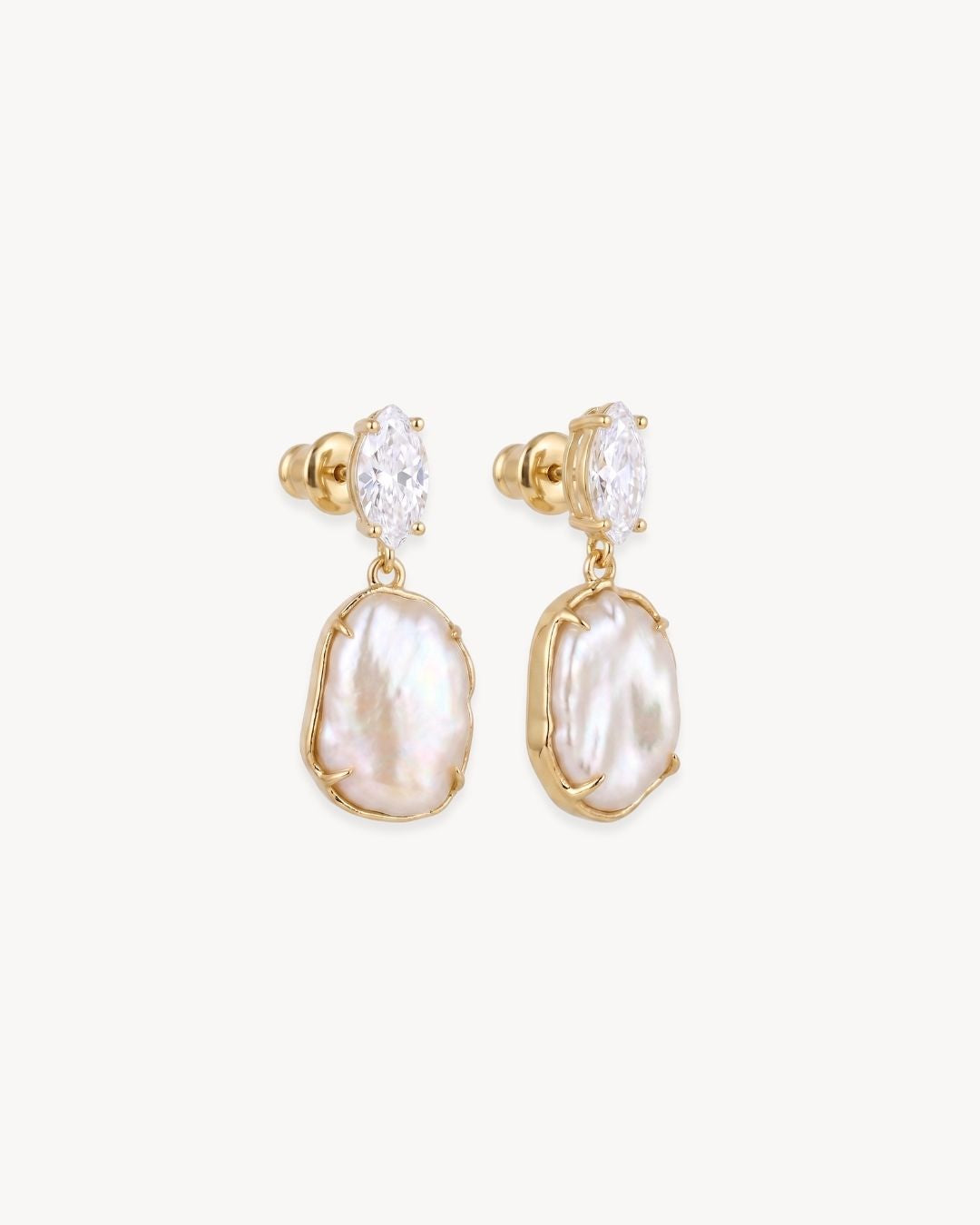 Sirena Drop Earrings with Baroque Pearl & Moissanite - Antonia Y. Jewelry
