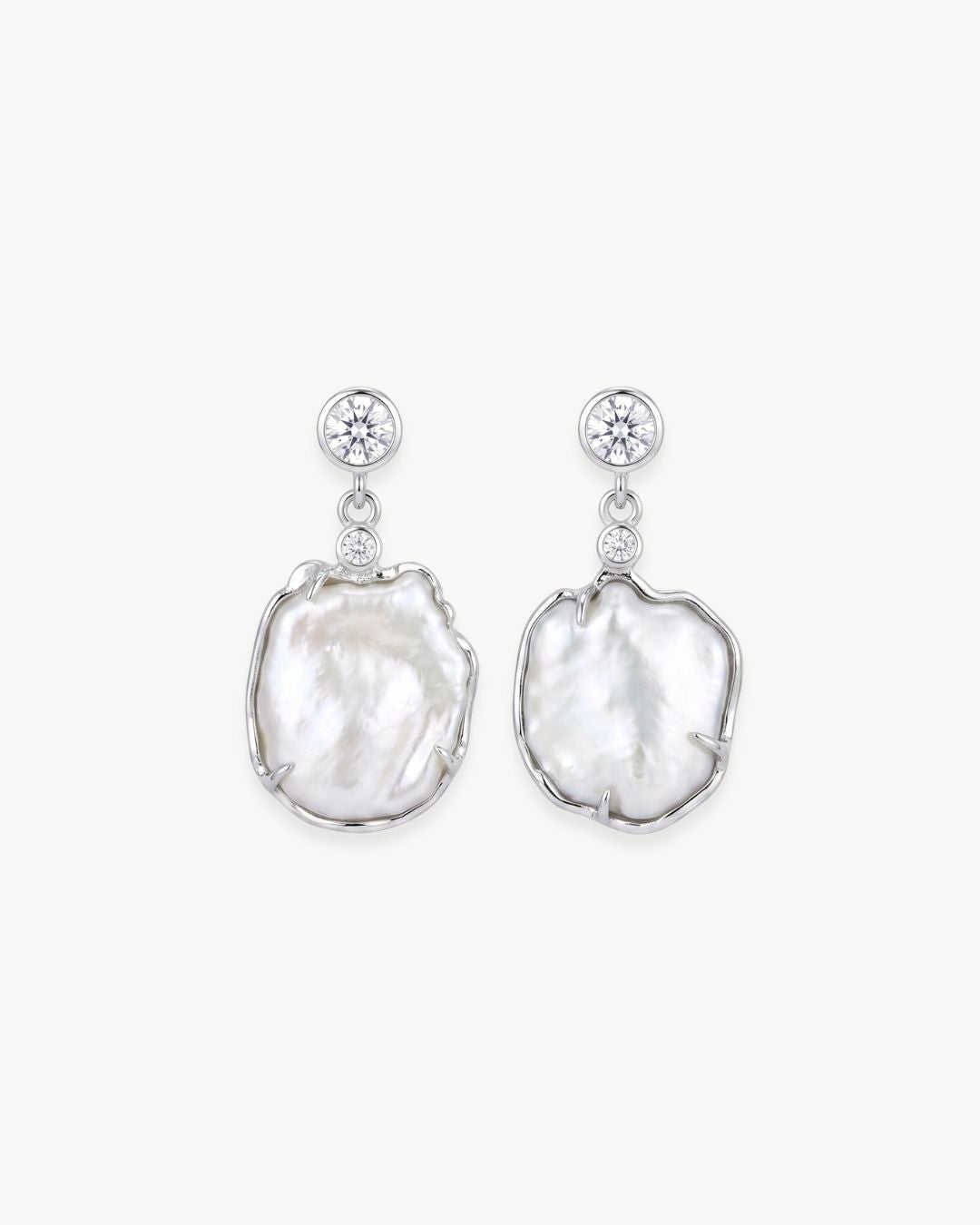 Sirena Drop Earrings with Baroque Pearl & Moissanite - Antonia Y. Jewelry