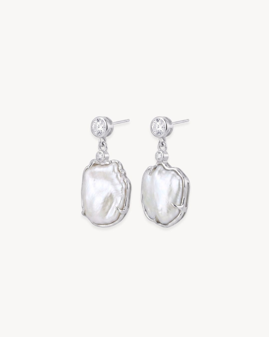 Sirena Drop Earrings with Baroque Pearl & Moissanite - Antonia Y. Jewelry